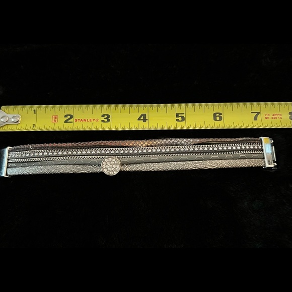 Multi Layer Leather Bracelet for Women Boho Rhinestone Wristband Bangles - Picture 5 of 6